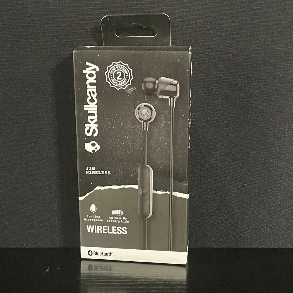 NEW Skullcandy Jib Wireless Bluetooth In-Ear Earbuds Headphones, With Mic, Black
